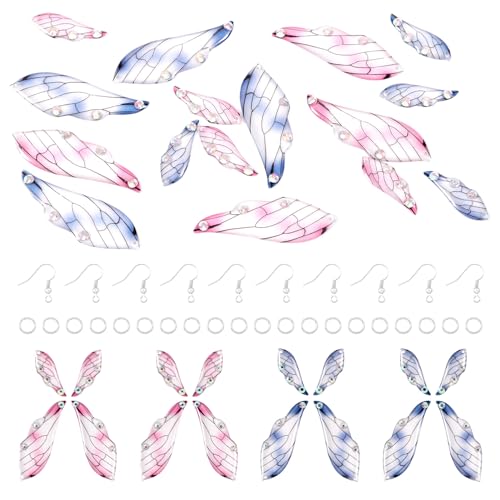 4 paar Vleugels oorbel Charms Hars Butterfly Wing Charms Insect Wings Dangle oorhangers met ringen oorbellen haken voor DIY sieraden maken, Hars
