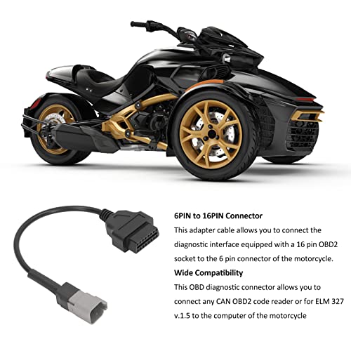 6PIN naar 16PIN Kenmerkende Kabeladapter, OBDII Scanner Kabel Vervanging voor CAN-AM MOTO ATV UTV Motorfiets