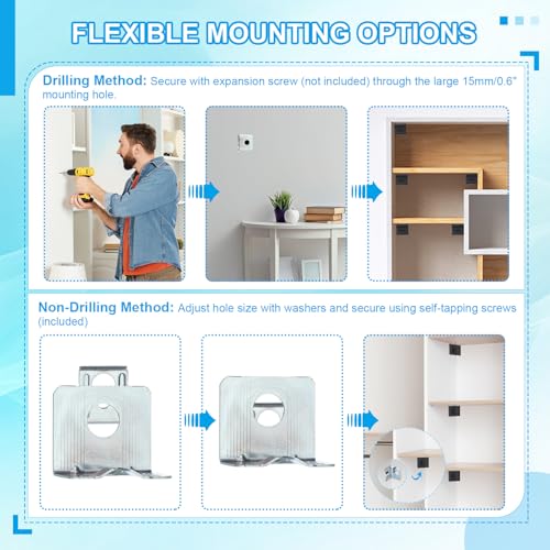 Metalen Hoekhaakjes, 8 Pack L Vorm Bracket rechterhoek Shelfhouder Shelf Ondersteuning met Plastic Hoes en Schroeven voor het bevestigen van Lade Houten Schouwen Kasten Frame, Bruin 4