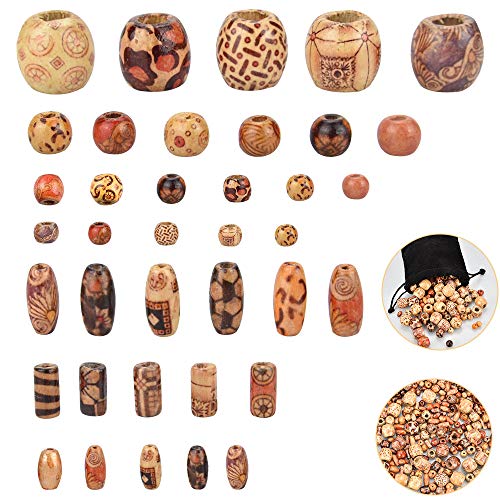 400 stuks bedrukt houten kralen, diverse vormen los houten kralen met verschillende patronen voor sieraden maken DIY armband ketting, haar knutselen, Droom Catcher
