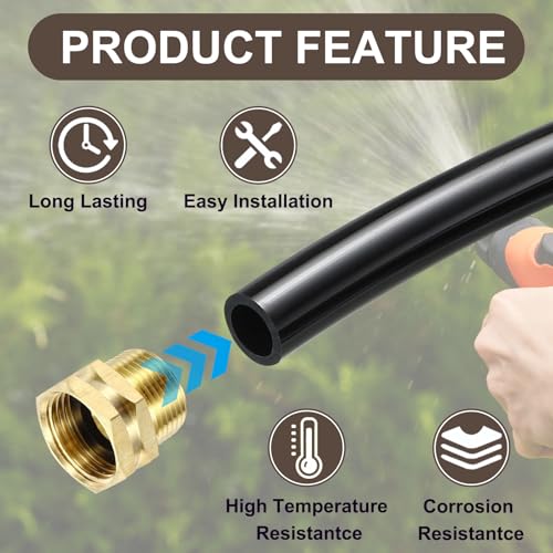 3/4" GHT Vrouw x 3/4" NPT Mannelijke Tuinslang Adapter, 2Pcs Messing Slang Connector Reparatie Past op Pijp passen Waterslang Outdoor, Goud 3