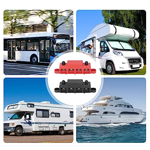 2Pcs Power Distribution Blok 4 Terminal Studs M8 Schroefbus Bar DC 48V 250A voor autoboot 5