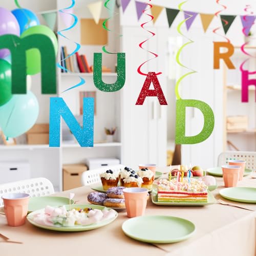 School eerste dag decoratie voor meisjes en jongens, 26 stukken, Spiral Garlands met alfabet A-Z brieven Garlands voor plafond Hangers, eerste school decoratie voor klaslokaal en 3