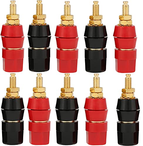10 stuks speaker jack, banaan plug, vrouwelijke banaan stekker, voor banaan stekker, jack adapter, aansluiting stopcontact, kabel aansluiting, chassis, audio jack, hi-fi (zwart en