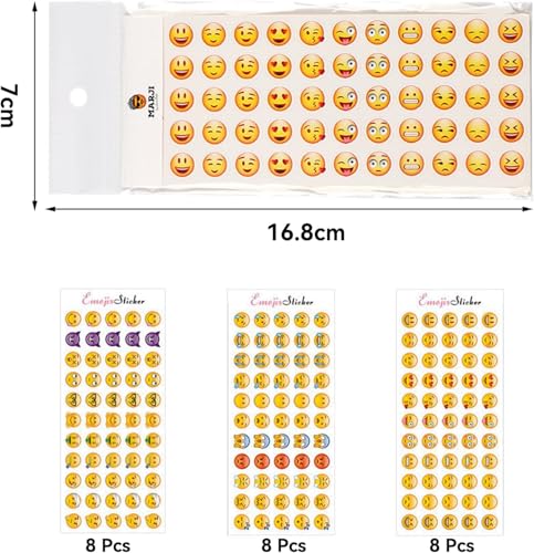24 Vellen Emoji Stickers, Happy Face Sticker Stempel, Notebook, Decoratie, Smiley Stickers, Grappige Emoji Stickers, Kleine Stickers, Cartoon Bonus Stickers voor kinderen, Emoji Beloningen voor kinderen