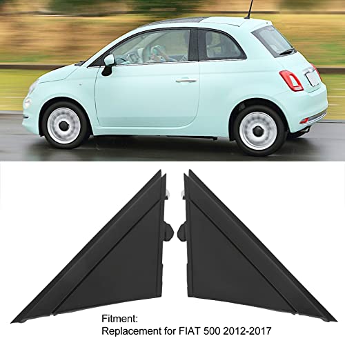 2Pcs Deur Spiegel Flag Cover Rearview Spiegel Driehoek Trim Compatibel met 500 2012-2017 OE:1SH17KX7AA (Matte Black)