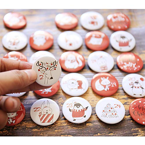 Advent kalender nummers knoppen nummer 1-25 voor DIY Kerst kalender voor jute zakken, pins (rood) 5