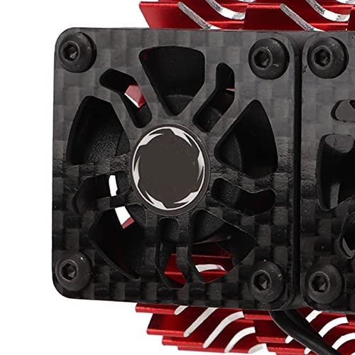 RC Borstelloze Motorfan, Dubbele Ventilator, 40-42Mm, Aluminium, RC autoverwarming aanrecht voor 1/8 Remote Controlled Car (Red) 4