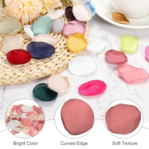 Zijde Rose bloemblaadjes, 200 stuks kunstmatige bloemblaadjes nep rozenblaadjes voor bruiloft gangpad Sprinkle bruidsdouche tafel decor Romantische nacht decoratie, Donkerroze gemengd 3