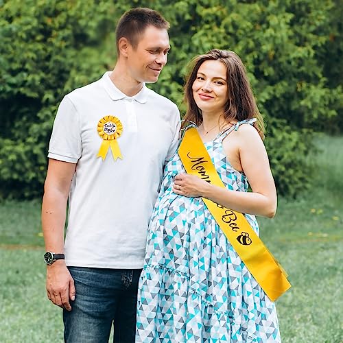 Mama te worden Sash en papa te Bee Tinplate Badge met leuke bijen patroon, gele baby douche decoraties mam te worden Sash Geslacht Reveal Party voor jongens en meisjes zwangerschap Props Keepsake 4
