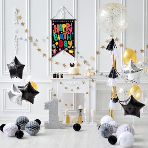 Happy Birthday Sign, Happy Birthday Deur Banner Decoratie Kleurrijke Verjaardagsdeur Porch Teken hangen achtergrond voor binnen en buiten muur decoratie verjaardag partij leveringen 4