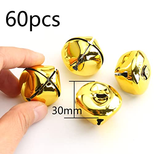 Kerstboom Decoratie 60 stuks Kerstboom Anger Bell Klemmen 30 mm voor Kerstmis, Kerstboom (Goud)