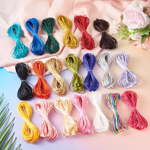 20 bundels 1,5mm polyester draad set 20 kleuren Chinese knoop koorden sieraden ambachtelijke koorden kralen koorden gevlochten koorden voor DIY ambachten levert armband ketting