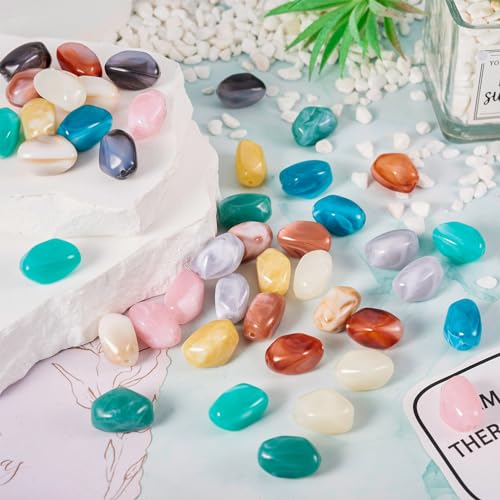 55 st Twist Oval Resin kralen Nuggets gemengde kleur Opaque Spacer kralen onregelmatige hars kralen voor DIY ketting armband oorbellen sieraden Mak 3