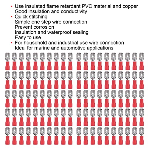 100 st. Geïsoleerde spade Quick Deconnectors Kit Koper PVC voor Marine Automotive Boat Truck (MDD 1,25-250) 3