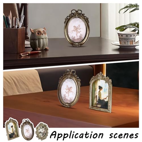 3Stuks 3 Styles Vintage Hars Frames, Gold Ornate Antieke Foto Frames Mini Frames voor Tafelblad Display Muur Hangende Home Decor, 6.3x6/10x6.8/9.4x6.5.160x156mm/253x173mm/240x165mm 5