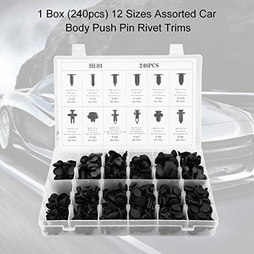 240 stuks 12 maten HE01 auto carrosserie push type clips. Druk bumper clips vaste klem bumper bevestiging clip pin klinknagel trim. Auto plastic assortiment-He01 5