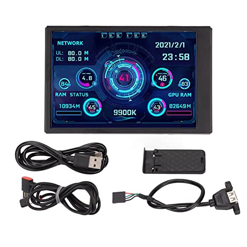3.5 Inch IPS USB Mini Screen CPU RAM Data Monitor, Monitor voor PC Sensor Panel Display, Computer Temperatuurmonitor met Horizontale Verticaal Scherm Schakelen