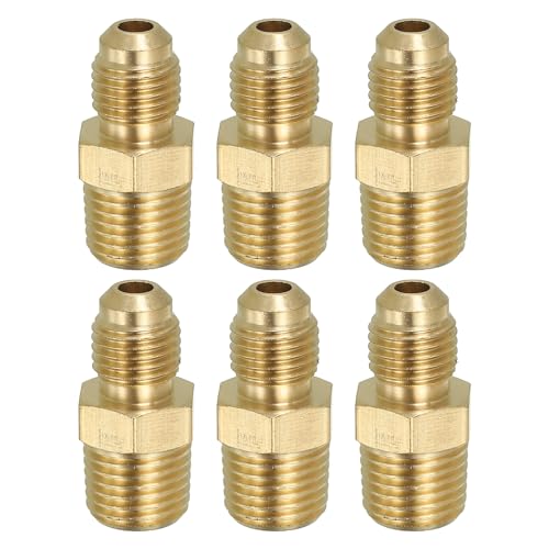 Solid Brass Hex Montage Draadadapter, 6 Pack 1/4" Flare SAE x 1/4" NPT Man Man Waterlijn Connectors Koppelingen
