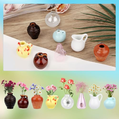 8 st. Mini keramische vaas magneten voor koelkast, schattig glas Mini Magnetisch Vazen Grappig Kleine 3D-plant vaas bloemen vazen als decoratie voor thuis kantoor Keuken Koelkast Lockers 3