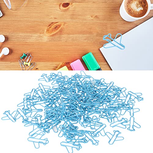 100Stuks papierclips, schattig vliegtuig gevormd blauw prachtige verschijning bladwijzer clips, metaal vliegtuig papier clips voor Party Invitation Cards Notebook 4