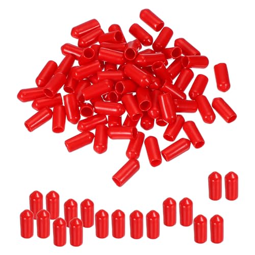 Ronde rubberen eindkappen 6mm ID, 100st Rubber Bolt Covers Vinyl Rubber Flexibele Thread Protectors voor metalen buis Rod Bolts, Rood