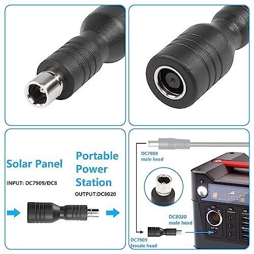 DC7909 naar DC8020 Adapter, DC7909 Vrouw naar DC8020 Man Connector Adapter, voor 100W 150W 180W 200W Solar Panel, Compatibel met Solar Power Station Explorer Series 1500 (2 PCS) 4