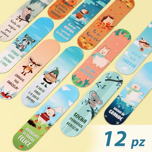 12 stuks magnetische bladwijzers met inspirerende Italiaanse set bladwijzers voor kinderen, dieren, speciale geschenk voor Kerstmis, verjaardag, afstuderen, voor kinderen, vrienden, studenten 3