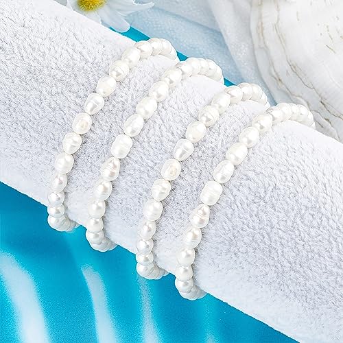 2 Strands Natural Cultured Zoetwater Parel kralen, 4-5mm Natural Oval Zoetwater Parel kralen voor DIY ambachten het maken van sieraden armbanden ketting oorbellen, Rijst, Romig Wit 4