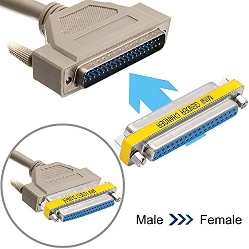 6PCS DB37 Man tot man tot vrouw, RS232 Genderwisselaar, 37 Pin Data Transfer Port Adapter Connector 5