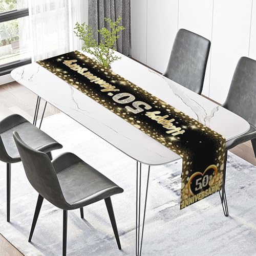 Tafelloper Happy 50th Anniversay Tafelloper, 50e verjaardag keuken ettafel inrichting textiel inrichting voor thuis 4