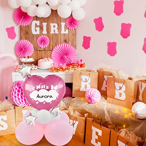 Benvenuto Piccolino Decoratieve tafel Ornamenten voor baby's Geboortejongens en meisjes (Roze) 5