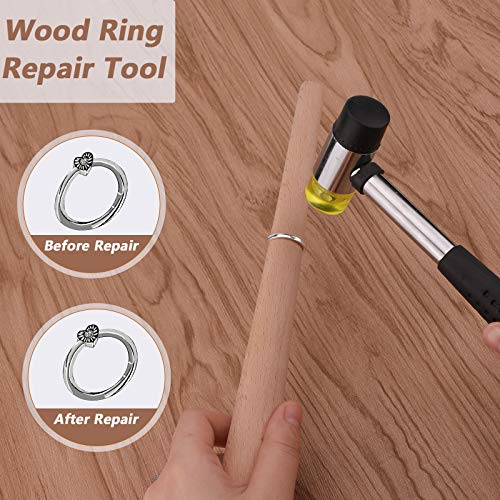 11 Stuk sieraden Ringmeter gereedschap Set, Ring Mandrel, Ringmeter, Ring Reparatie Gereedschap, Rubber Hamer, Plastic Ringmeter, Juwelen Schoonmaak Kleding, Polijststoken, Gepolijste Agaat 5