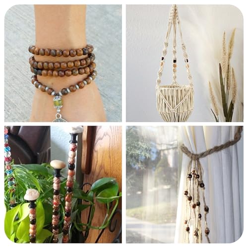 40 stuks natuurlijke kippen kralen, kippen kralen om te knutselen, Sabdal hoeten kralen, 8 mm boho-kralen, losse klotselkralen, tuinen afstandskralen voor armbanden, haar, doe-het-zelf 3