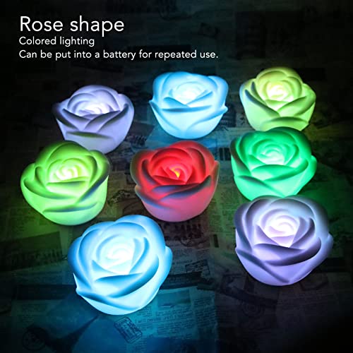 4 Stuks Drijvende Kaarsen Vlamloze Rose Thee Licht Kleurrijke Waterdichte Bloem Wax Kaarsen voor bruiloft decoratie 3