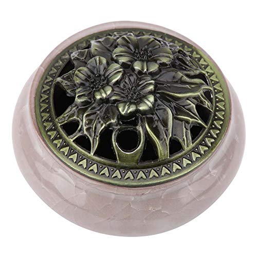 Ceramic Incense Burner, Ceramic Incense Holder met messing Calebas Porseleinen Incense Holder voor Tea Room Ornament (Diamond Gray) 5