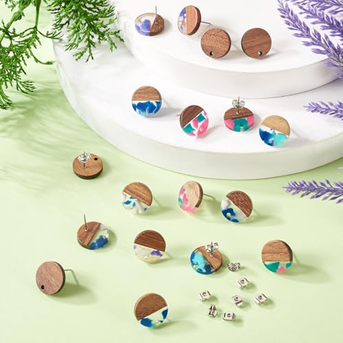 Houten Hars Stud oorbellen Walnut Wood Stud oorbellen voor meisjes vrouw oorbellen 3