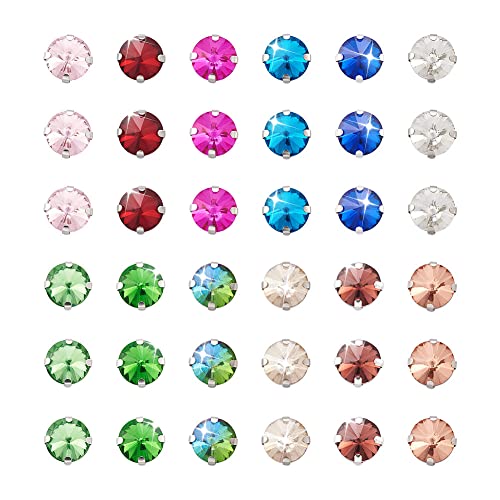 180 st Naaien op Rhinestones voor jurk 12 kleuren platte terug Naaien Klauw Glas Crystal edelstenen voor borduurkostuums Nagels Belt sieraden Trouwschoenen Decor