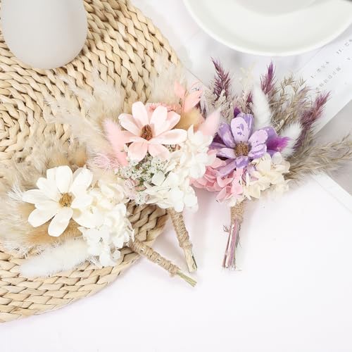 Mini boeket gedroogde bloemen 10 stuks Pampas gras natuurlijke wilde bloemen met stam decoratie Gypsophila bloem plant Boho voor ambachten DIY foto accessoires wit 4