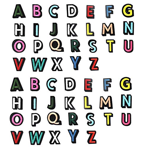 52 stuks Alfabet A-Z stof Patches voor kleding strijkijzer op ijzer op ijzer op naaien geborduurd voor jasjes Jeans tassen hoeden schoenen DIY multi-kleur