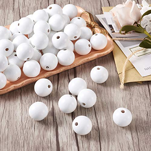 100 st. 25m wit ronde houten kralen Spray geschilderd groot gat Europese bal houten spacer kralen 5.5mm gat voor DIY ambachten sieraden maken van huis decor 3