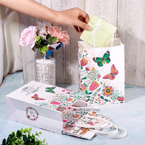Rechthoekige papierwaren zakken met handvat vlinder bloem patroon papieren schenkzakken zoals zakken ambachtelijke papieren zak voor kruisierswinkel bakken winkels retail bruiloft kerstfeest
