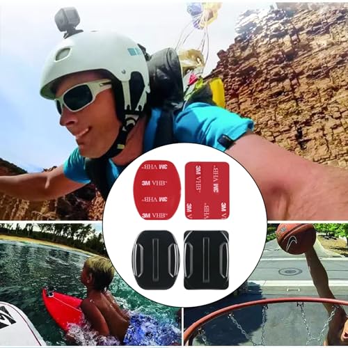 Verpakking van 4 lijmhouders, helmhouder, Go Pro helmhouder, vaste basis met 4 kleefkussens voor actiecamera, Go Pro 3, 3, 4, 5, 6, 7, 8, 9, 10, 11, 12, Verbindt met Kayak Car Surfplanken (2 5