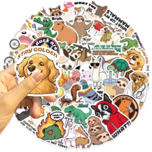 Grappige dierenstickers voor jongeren en volwassenen, 50 stuks, interessante dieren, waterdichte vinyl stickerset, auto, motorfiets, fiets, skateboard, snowboard, bagage, laptop, koffer, helm 3