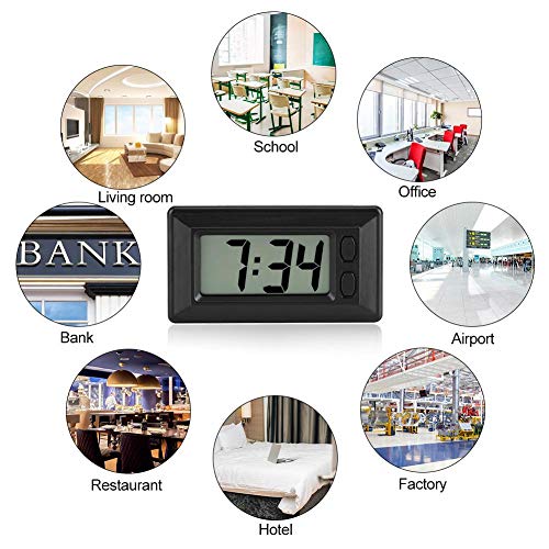 Digitale klok, LCD Mini auto klok, Auto Truck Dashboard Tijd Zelfklevende Bracket Voertuig Elektronische Digitale Klok met Datum Tijd Kalender Weergave 3