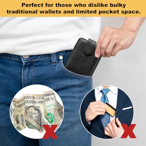 Credit Card Holder, Grote Capaciteit, Faux Leder, Credit Card Holder voor Vrouwen en Mannen, Kleine Zip, Kaart Portemonnee met 9 Kaart Slots, 4 ID Window, 2 Cash Slots, Zwart, Een, Zwart, Modern 3