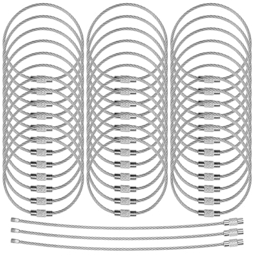 15st Wire Key Chains, Silver Key Ring, Wire Tap Key Ring, Large voor Pet Collars, Bagage, School Bags, Sleutels (1mm x 150mm, Zilver), Zilver, One Size, zilver, Eén maat