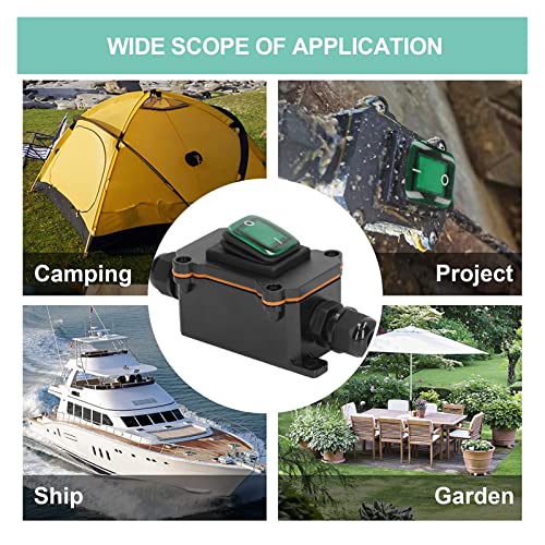 4 Pin 2 Position Inline Cord Switch 16A 250V High Current Inline Switch Plug and Play IP65 Waterproof voor buitenschakelaars (Vegetabel)