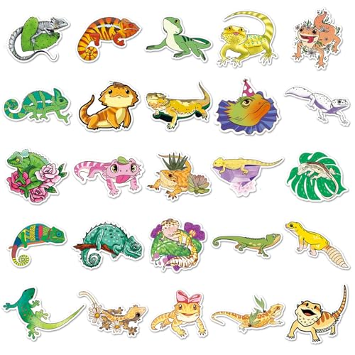Hagedis Gecko Stickers voor tieners en volwassenen, 50 stuks, Waterdichte Vinyl Sticker Set, Auto, Motorfiets, Fiets, Skateboard, Snowboard, Bagage, Laptop, Koffer, Helm, Motorfiets, Computer 3