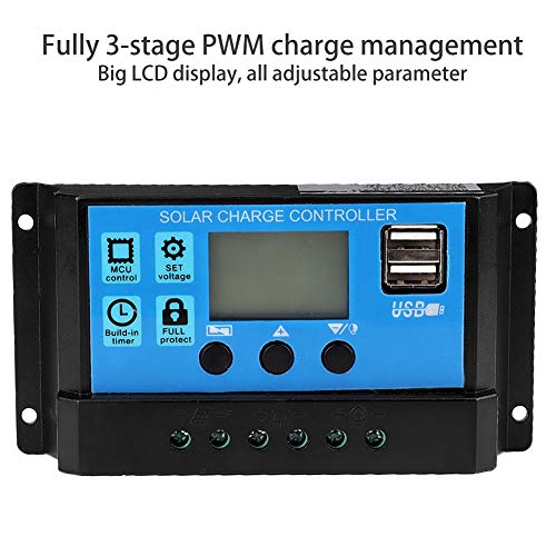 Solar Charge Controller, 60A/50A/40A/30A/20A/10A 12V 24V ABS Automatic Solar Charge Controller PWM Controller (60A)